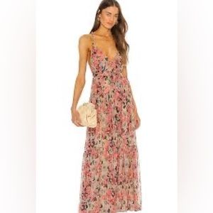 Astr Pink Taupe Eartha Floral Chiffon Maxi Dress Size S